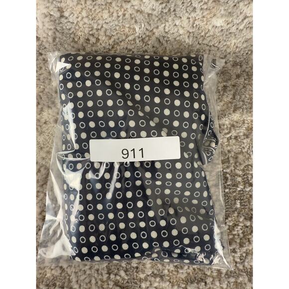 Max Studio Size M Polka Dot Tie Midi Wrap Dress Navy White Stretch Lined - Picture 8 of 8